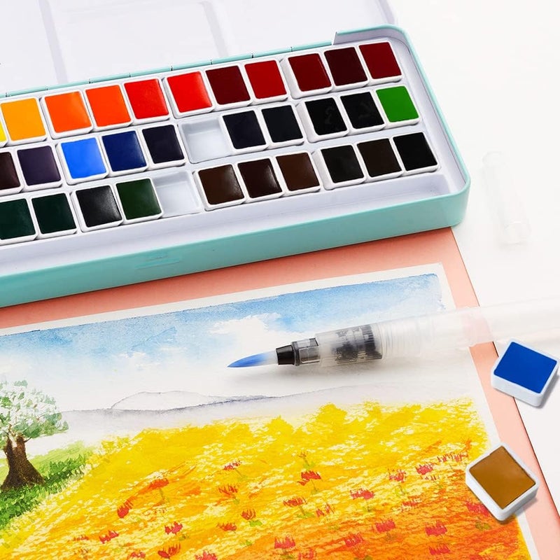 Lightwish MeiLiang Watercolor Paint Set, 36 Vivid Colors in Pocket Box with Metal Ring and Watercolor Brush, Perfect for Students, Beginners and More - Image 3